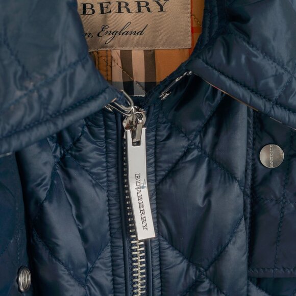 Burberry Baughton Navy Belted Hooded Quilted Coat - Picture 10 of 16